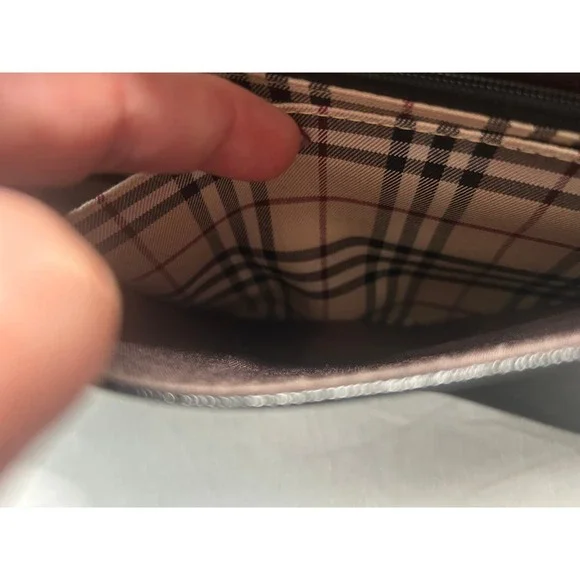 Burberry Black Textured Leather Flap Shoulder Bag Nova Check Lining COA # 420 - Picture 7 of 11